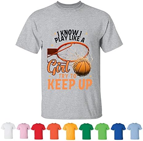 Basketball Girls Gift Ideas for Girl Players Play Like a Girl Men Women White Gray T shirt