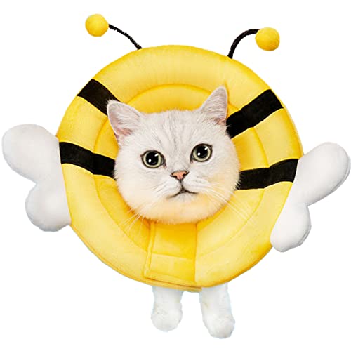 KUVEELA PET エリザベスカラー ドーナツカラー エリザベス クッション 柔らかい 軽い 手術後ケア 傷口なめ防止 噛み防止 耳掻き 爪切り 去勢 避妊 猫 小型犬(イエロー・ビー、XL)