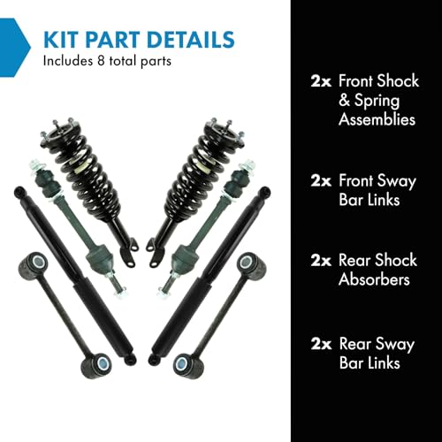 Image of TRQ Front and Rear Suspension Kit Complete Strut & Coil Spring Assembly Shock Absorber Sway Bar Stabilizer Link Compatible with 2005-2009 Dodge Dakota 2006-2009 Mitsubishi Raider