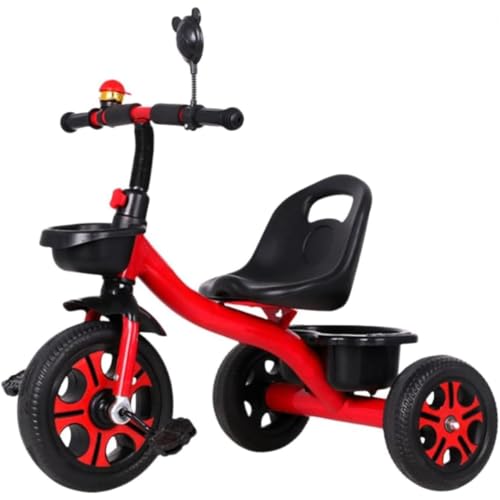 NYHGOXM 子供用三輪車、子供へのギフト、手押しベビーカー、1-6歳に適し、強力な安定性、安全タイヤ、耐久性、横転なし、子供の歩行に最適なツール、組み立てが簡単、快適で調節可能なシート、後部収納ボックス、コントロールレバー付き、乗用おもちゃ、屋内と屋外