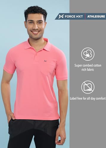 Image of Force NXT Polo Neck T-Shirt for Men Pack of 1 | Regular Fit T-Shirt for Men | Premium Super Combed Rich Cotton Polo Shirt | Men's Ultra Soft Half Sleeve T-Shirt