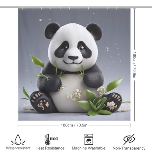Rideau de douche panda mignon 183x183 cm lavable en polyester pour baignoire - 4