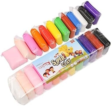 Clairs Air Dry Clay(12 Pcs in a Pack) Colorful Children Soft Clay,Creative Art Crafts,Gifts for Kids-Multi Color. Non-Toxic Modeling Magic Fluffy Foam Bouncing Clay with Tools (Pack of 2)