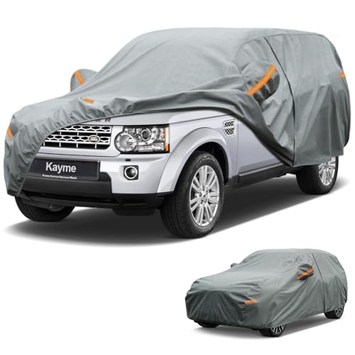 Kayme Heavy Duty SUV Car Cover Custom Fit Land Rover Discovery/LR3/LR4, Waterproof All Weather for Automobiles, Full Exterior Covers Sun Rain UV Protection.