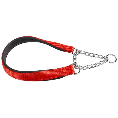 Ferplast Collare Cane Semistrozzo, in Nylon, Imbottito, Anti-trazione, per Addestramento Cani, XXL (Circonferenza Collo 55-65 cm) Rosso