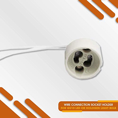 Demasled Gu10 Ceramic Socket Lamp Connector With Wire Length 4 Inch - 10,5Cm. Base Holder For Led Halogen Cfl Light Dimmable #TOP1