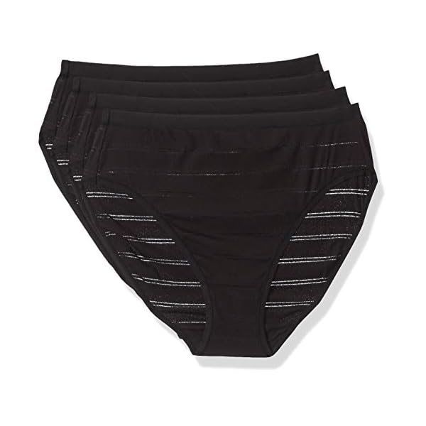 Hanes Women's Panties 4-Pack, Moisture-Wicking Ribbed Underwear Multipack, Hi-Cut Brief Underwear, 4-Pack (Colors May Vary)