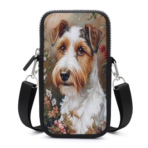Wire Fox Terrier Dog Crossbody Mobile Phone Bag Smartphone Bag With Adjustable Strap