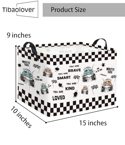 Image of Rectangular Kids Storage Basket Baby Storage Basket with Handles for Home Kitchen Boys and Girls Cute Toy Storage Bin Organizer Shelf Book Room Decor(Flag Truck)