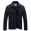 WenVen Homme Veste Militaire en Coton Veste d’Extérieur Veste Classique Manteau Zippé Randonnée Blouson Cargo Multipoches Veste Légère Casual Bleu Marine S