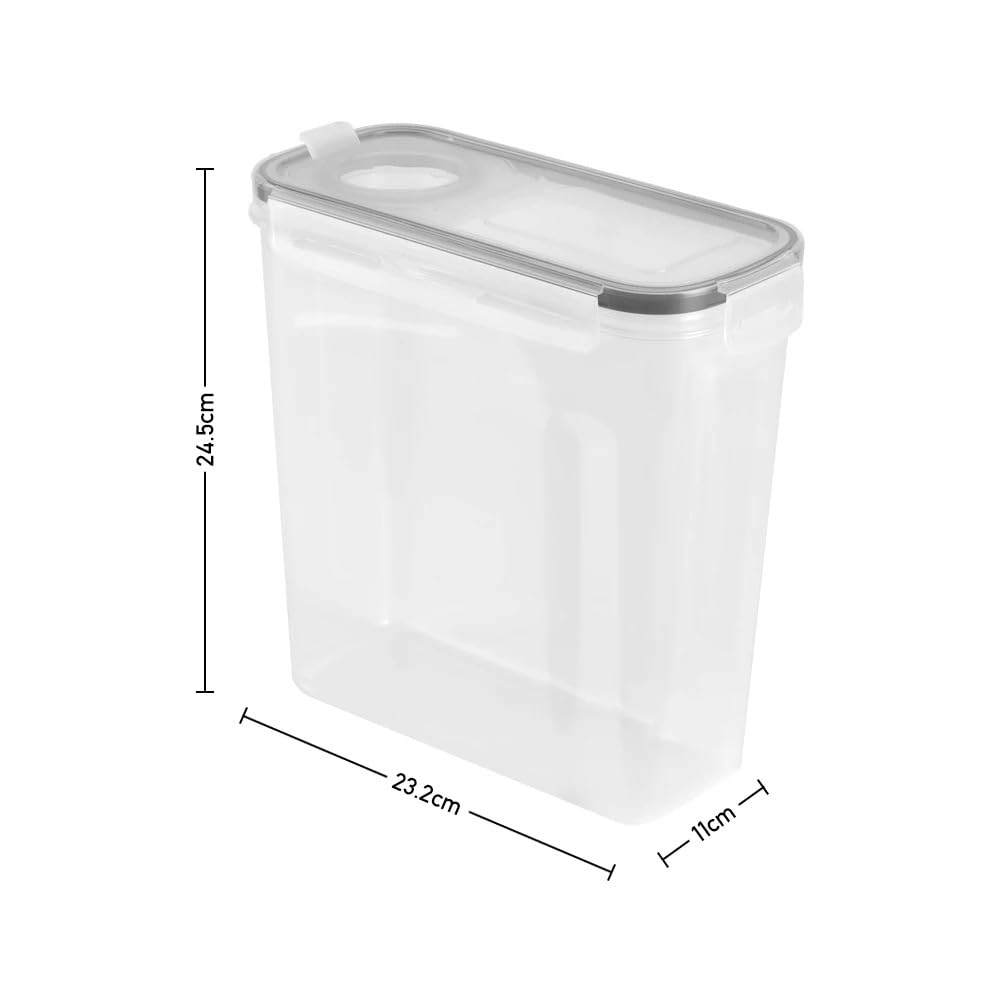 Juego de 4 recipientes de plástico transparente para almacenamiento de alimentos con tapas herméticas (2,5 L)