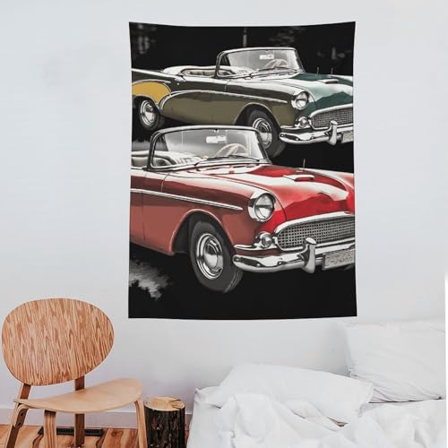 Tenture murale polyester voiture classique et roadster abstrait