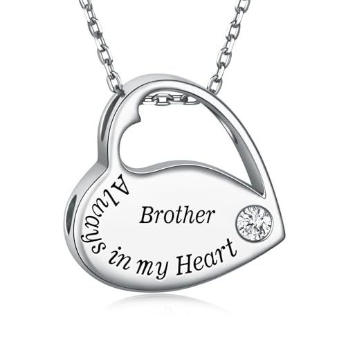 Collier urne frère en argent, surmonter le deuil avec ce cœur