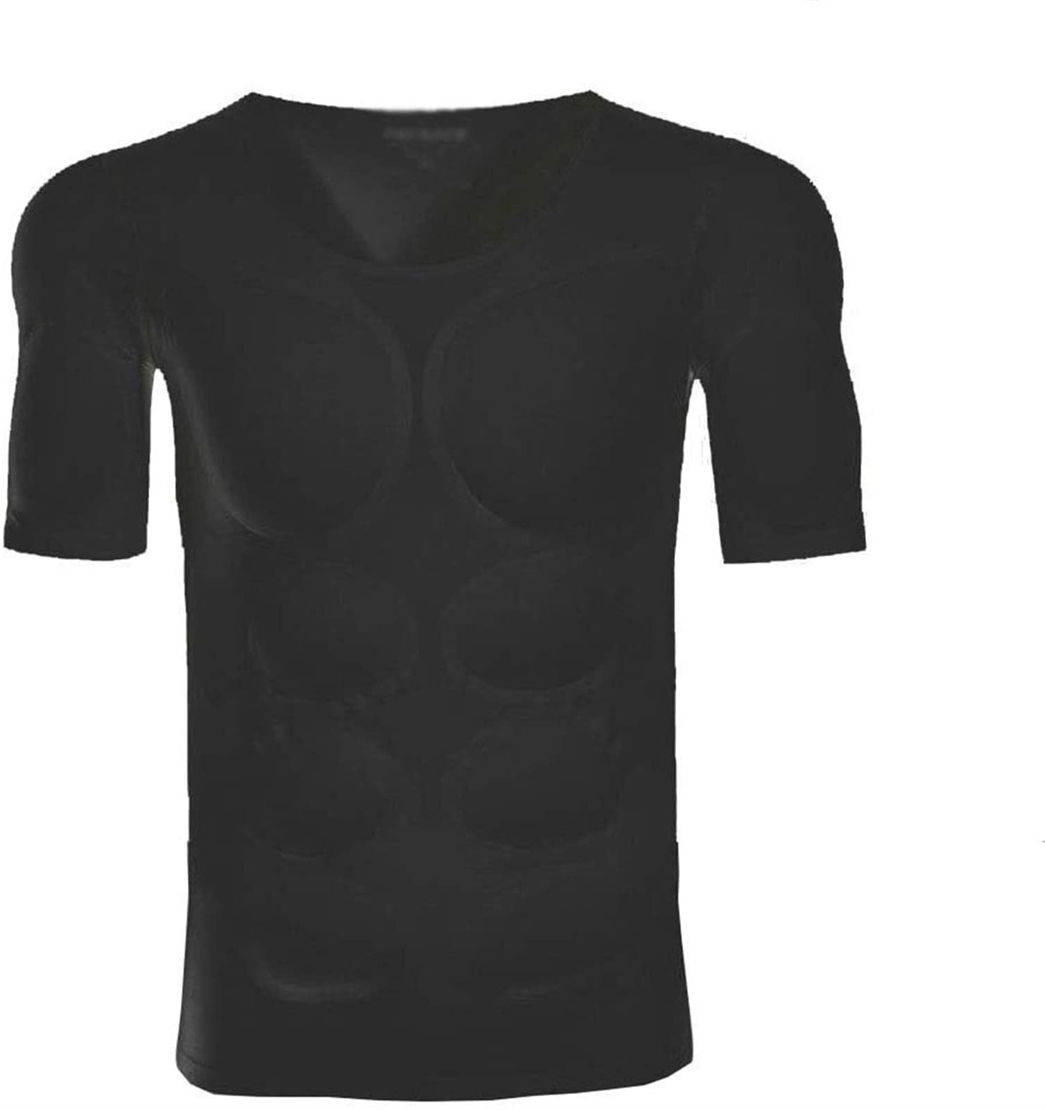 T-Shirt de Compression for Homme, Faux Muscle, Gainant, Poitrine, épaules, rembourré, sous-vêtement, Chemise Amovible