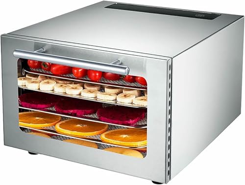 Deshidratador de alimentos de acero inoxidable, secadora de frutas y carne, circulación de aire eléctrica, temperatura: 20-90 C °, 5 estantes de almacenamiento de acero inoxidable, para verduras,
