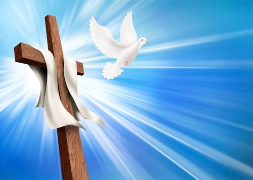 Fondo Fotográfico BELECO 8x6 pies Azul Cielo con Cruz Cristiana miniatura 5