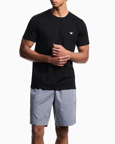 Emporio Armani Men's Yard Dyed Woven Cotton Pajama Short and Tee Set2