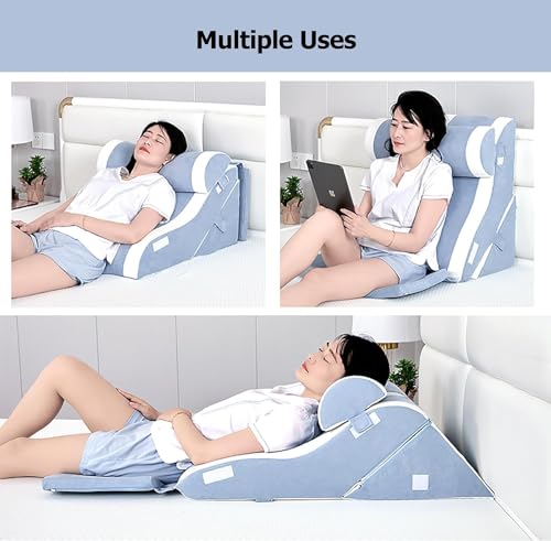 Coussin dos et oreiller de lecture de lit compensé avec housse amovible - 5