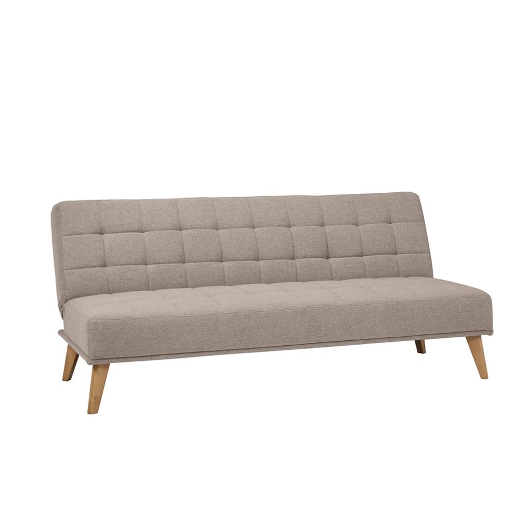 SHIITO | Modelo Versalles - Sofá Cama con Apertura Clic-Clac | Donde la Elegancia y el Confort se encuentran | Diseño Capitoné en Color Visón | 189.5 x 88 x 89 cm