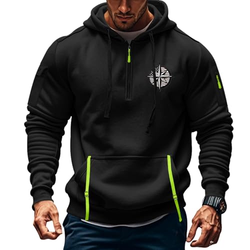 Mens Quarter Zip Hoodie Drawstring Fashion Comfort Hooded Sweatshirt with Pockets Work Slim Fit Long Sleeve Pullover4