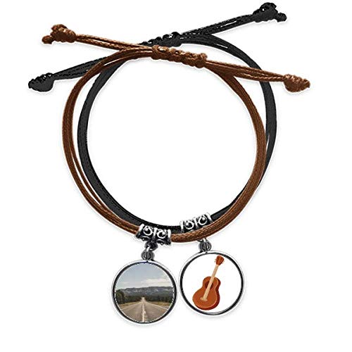 Pulsera de guitarra en cuero legítimo pulido y acabados detallados estilo viaje al cielo