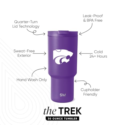 Image of Simple Modern Kansas State Wildcats Tumbler with Straw | 30oz | Collegiate | Trek Officially Licensed Kansas State University Insulated Water Bottle, Travel Mug | Football Gift for Men, Dad, Him, Her