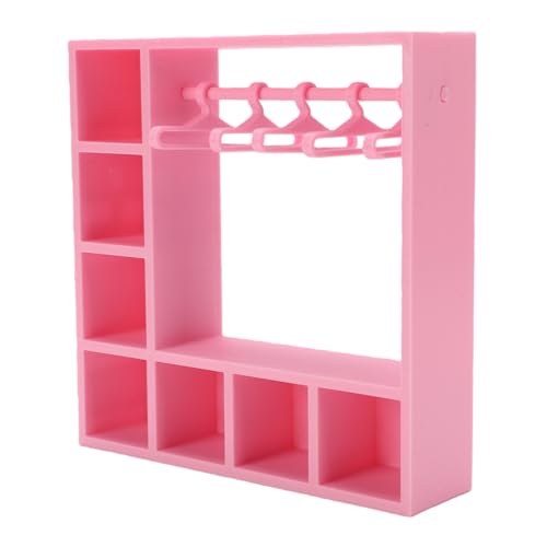 Yanmis Armario para Ropa de Muñecas con 10 Perchas, Elegante Almacenamiento de Accesorios para Muñecas para Niños, Entusiastas de Las, Plástico (Pink)