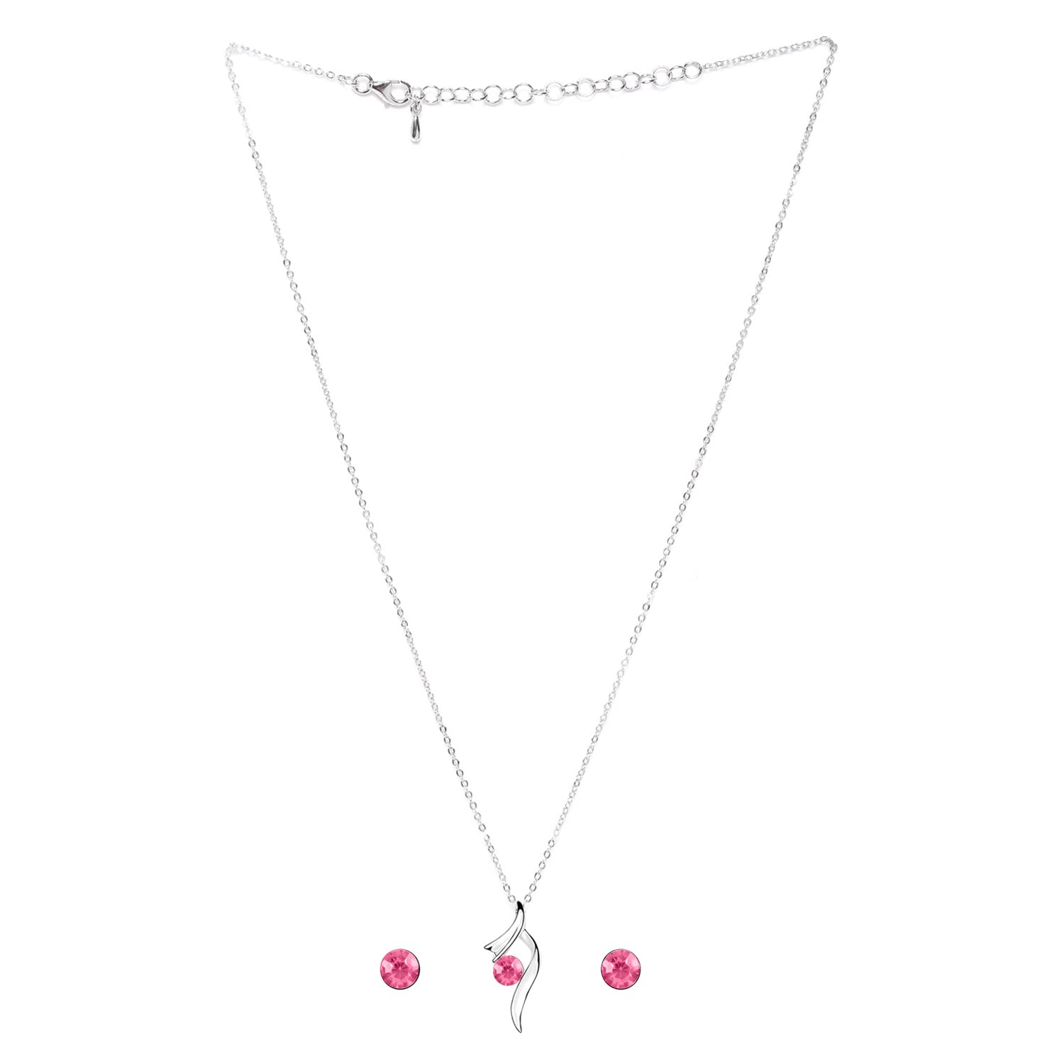 Peora Silver Cubic Zircon Pendant & Earrings Jewellery Set for Women & Girls(Pink) (B09DT4XNX7) Amazon Price History, Amazon Price Tracker