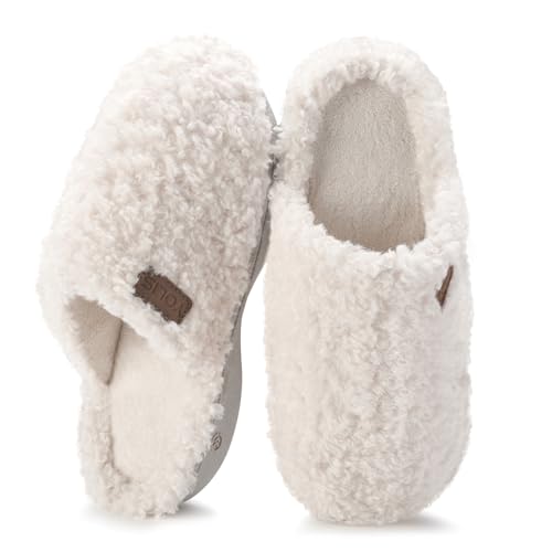 YOLIS Fuzzy Slippers for Women, Fluffy House Slippers with Memory Foam and Arch Support, Warm Cozy House Shoes for Indoor and Outdoor Wear Size 6-12