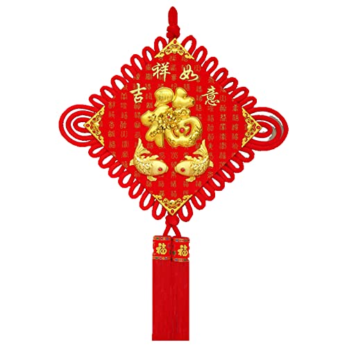 Decoraciones de Año Nuevo Lunar 2025: Colgante de Nudo Chino Rojo Grande para Pared de Salón