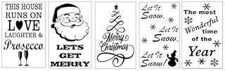 5 x Christmas Wine Bottle Decals/Stickers Printed On to Clear Vinyl Each Sticker is Approx 55mm x 85mm Perfect for Light Bottles, Made in Yorkshire by 1st-Class-Designs, Black