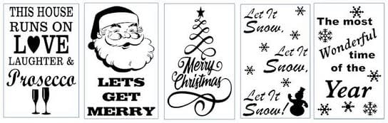 5 x Christmas Wine Bottle Decals/Stickers Printed On To Clear Vinyl Each Sticker Is Approx 55mm x 85mm Perfect For Light Bottles, Made In Yorkshire By 1st-Class-Designs