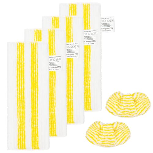 Hezane 6PCS Karcher EasyFix microfibre floor cloths&Handheld Nozzle Pads compatible with Kärcher SC steam cleaners microfibre wipes With hook-and-loop system and base strap