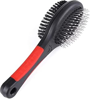 Wooden Dog Brush for Grooming Shedding Messaging & Cleaning for Long and Short Haired Dogs| 2 in 1 Pin & Bristle Soft Pet Hair Double Sided Dog Brush for Cleaning Loose Fur & Dirt (Size Small 17cm)