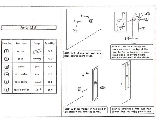 Organize City White Full Length Wall Mirror, Over The Door Mirror Wall Rectangular with Installation and Instructions Included – 14’’ x 48’’