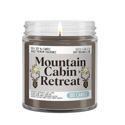 Mountain Cabin Retreat Candle - Smells Like Mountain Air - Lake - Cedar - 100% Naturally Vegan Soy and Premium Fragrance | Great Gift | Handmade in Denver, Colorado (4oz Glass Jar)