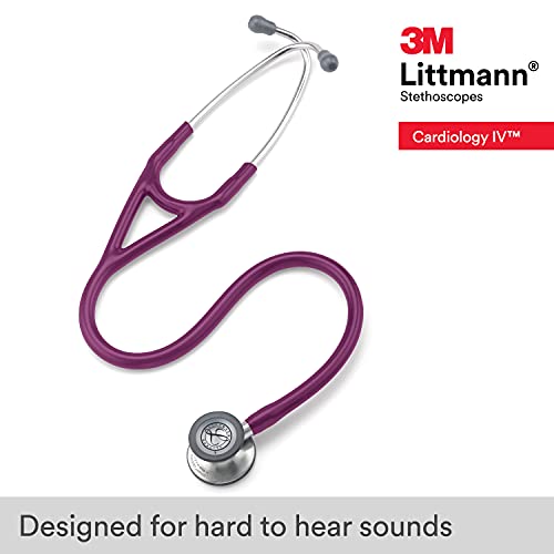 Image of 3M Littmann Cardiology IV Diagnostic Stethoscope, 6156, More Than 2X as Loud, Weighs Less, Stainless Steel Chestpiece, 27 inch Plum Tube One Size (Pack of 3)