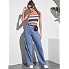 dockstreet High Waist, Wide Leg, Baggy fit, Korean Style Jeans for Women with Buttoned closure4-08RavWidlegRizJNSLightBlue 28||Jeans||