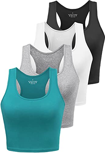 Image of Joviren Crop Tank Tops for Women Workout Cropped Athletic Shirts