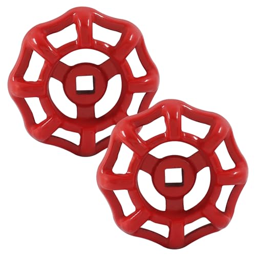 HARSKIYER 2 Pc Outdoor Faucet Handle, 6 x 6 mm Square Stem Hole Water Bib Handle, Rustproof Spigot Replacement Knob Outside Valve Parts for Garden, Bathroom, Toilet (Red)