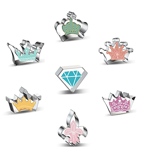 Crown Cookie Cutter Set Of 7 Pcs, Stainless Steel Princess Crown Series Cookie Cutters Fondant Baking Molds #TOP5