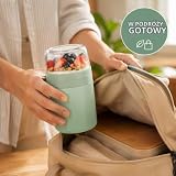 Vicloon Muesli miska na wynos, 520 ml + 250 ml, plastikowy słoik na jogurt z łyżką i pudełkiem na sos, nie zawiera BPA, na owies, jogurt, mleko, owoce, biuro, szkołę, piknik, dla dorosłych i dzieci