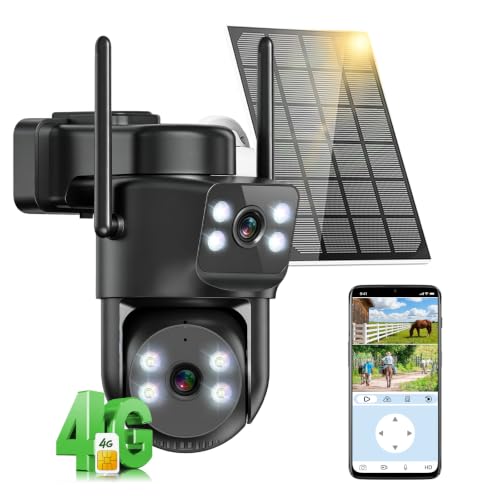 4G LTE Caméra de Surveillanceà Solaire Double Objectif avec Cart 