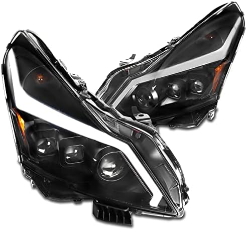 Faros delanteros de proyector de señal secuencial de tubo LED, color negro, compatible con G37 2010-2013 2011-2012 G25 Sedan