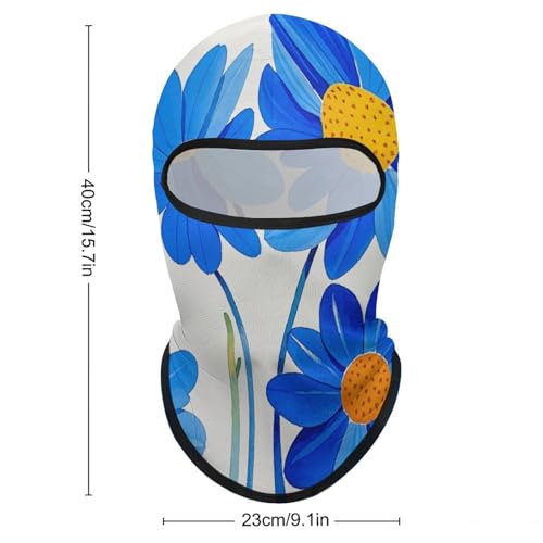 Balaclava para hombre y mujer, máscara para esquí con diseño de flores azules acuarela y margaritas, cubreboca completo para ciclismo miniatura 2