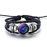 Rozozo Black Twelve zodiac spirit bracelet adjustable Twelve zodiac leather bracelet jewelry accessories for zodiac enthusiasts-Pisces