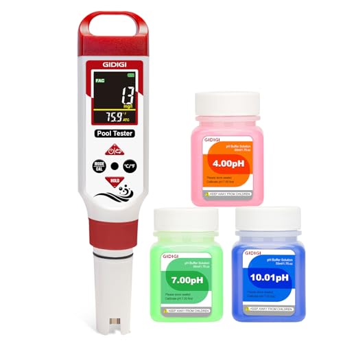 Image of Digital Chlorine Tester for Pool, pH Test kit & Salinity ORP Meter