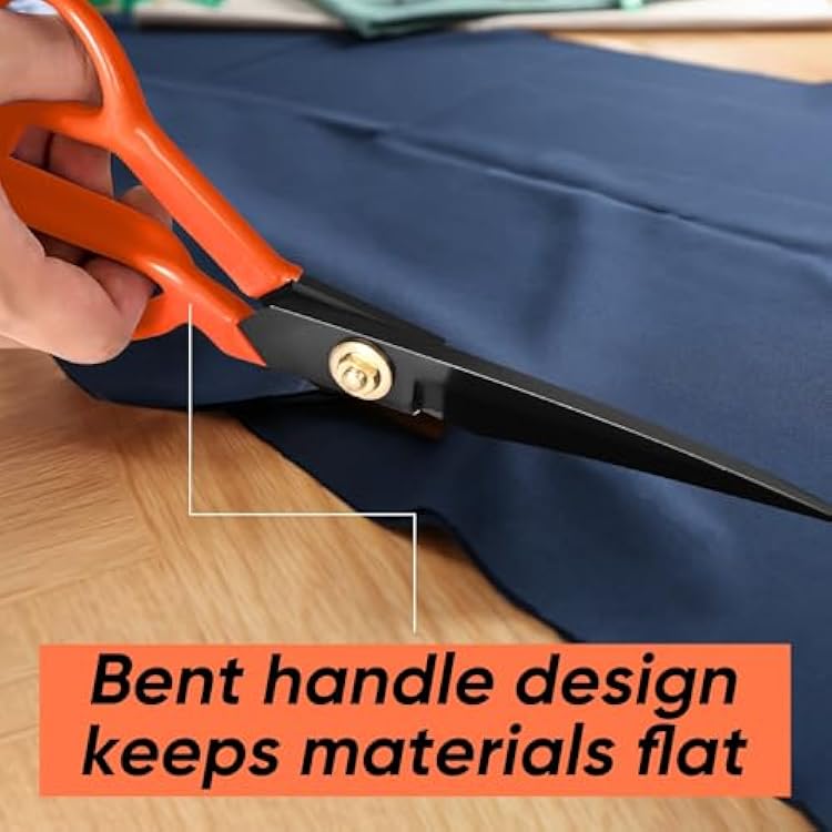 Professional Tailor Scissors Heavy Duty - Multi-Purpose Sewing Fabric Scissors for Leather Cutting Industrial Sharp Shears Home Office Arts, and Crafts (9 Inch) Orange