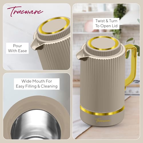 Image of Trueware Marvel 1200 Insulated Flask - 1000 Ml | PU Insulated Inner Stainless Steel Hot & Cold Flask, BPA Free, Leak Proof, Ideal for Tea, Coffee, Water, Hot Beverages
