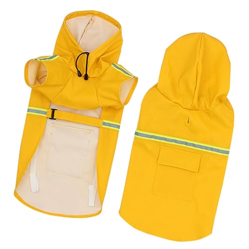 犬 レインコート 犬のカッパ ドッグ雨具 防雨犬服 ジャケット ポンチョ 防水 撥水 防風 着脱簡単 中型犬 大型犬 小型犬 通気 軽量 超大型犬 快適 防塵 耐水 梅雨対策 夏秋春 散歩 2XL イエロー 反射材